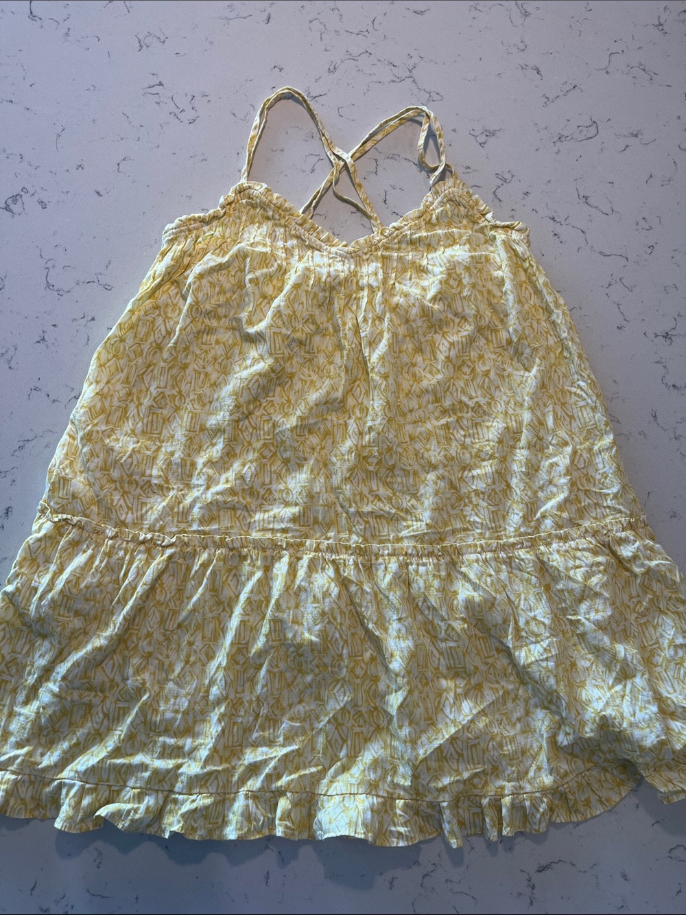 Universal Thread Yellow Printed Spaghetti Strap Dress